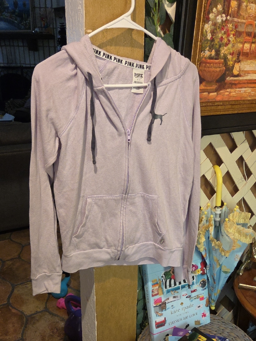 PINK Lavender Full-Zip Hoodie with Logo